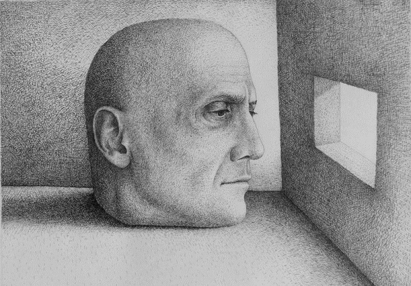 Face at Window by Rens-Ink